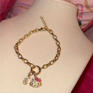 Hello Kitty Gold and Pink Charm Bracelet